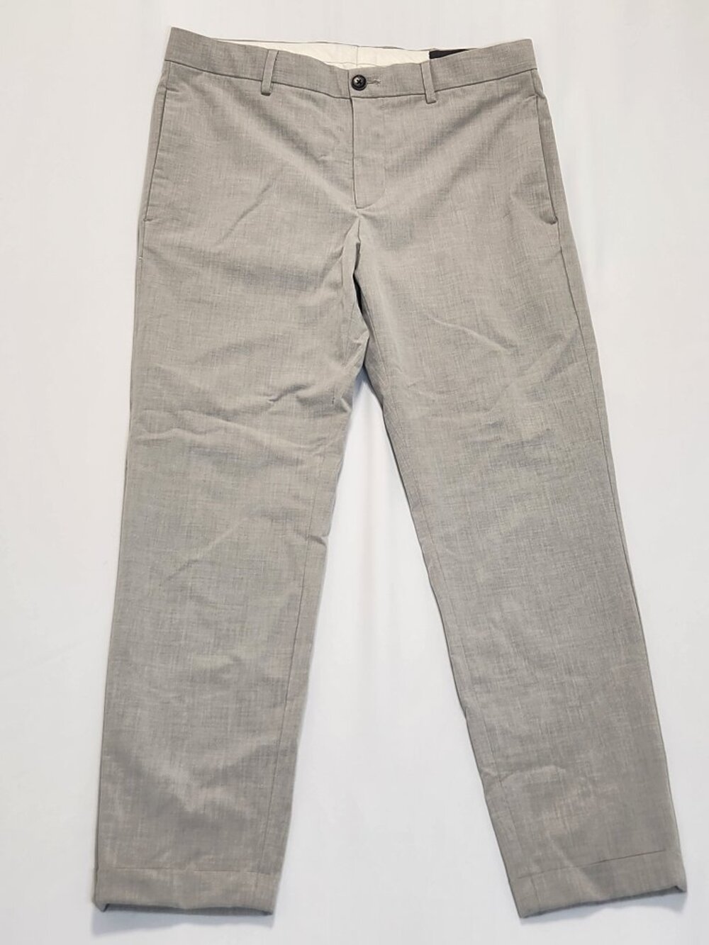 H&M Gray Skinny Fit Stretch Dress Trousers Pants Cuffed 34x28